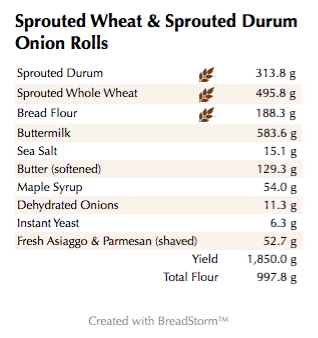 Sprouted Wheat & Sprouted Durum Onion Rolls  (weights)